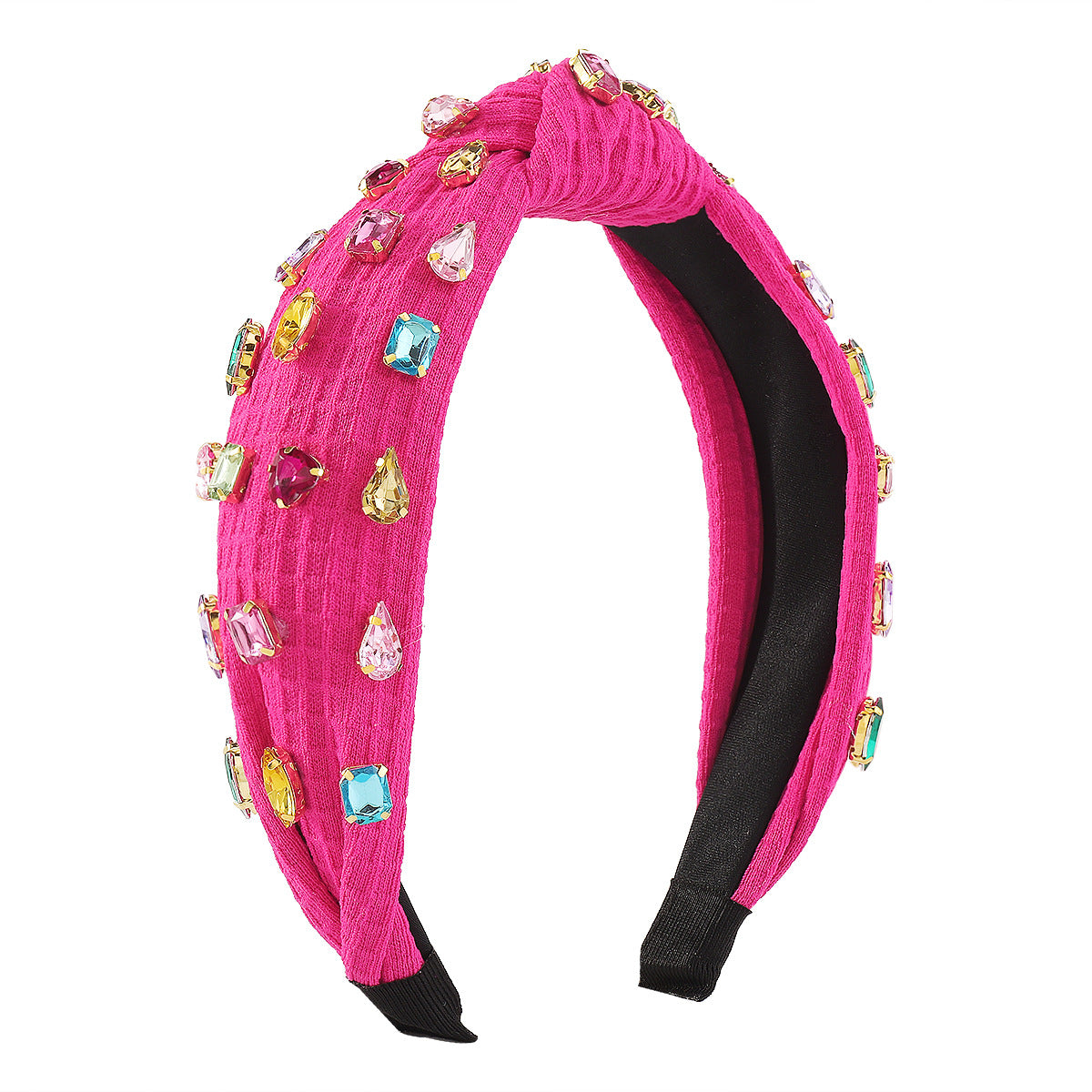 Wholesale Hair Art Full Diamond Creative Knotted Colorful Diamond Headband